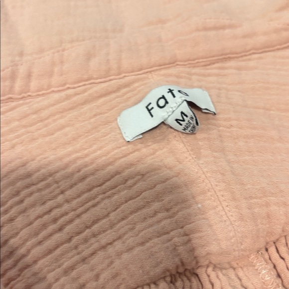 🟢10/$10 - Pink Button-Up Shirt with Black Stitching - Picture 2 of 2